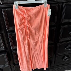 Aerie Vibrant Coral rubbed midi Skirt size large